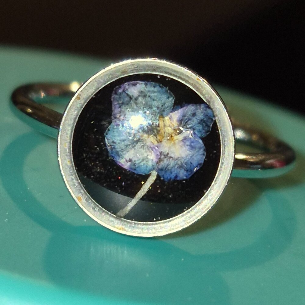 Real Flower Resin Adjustable Size Ring
